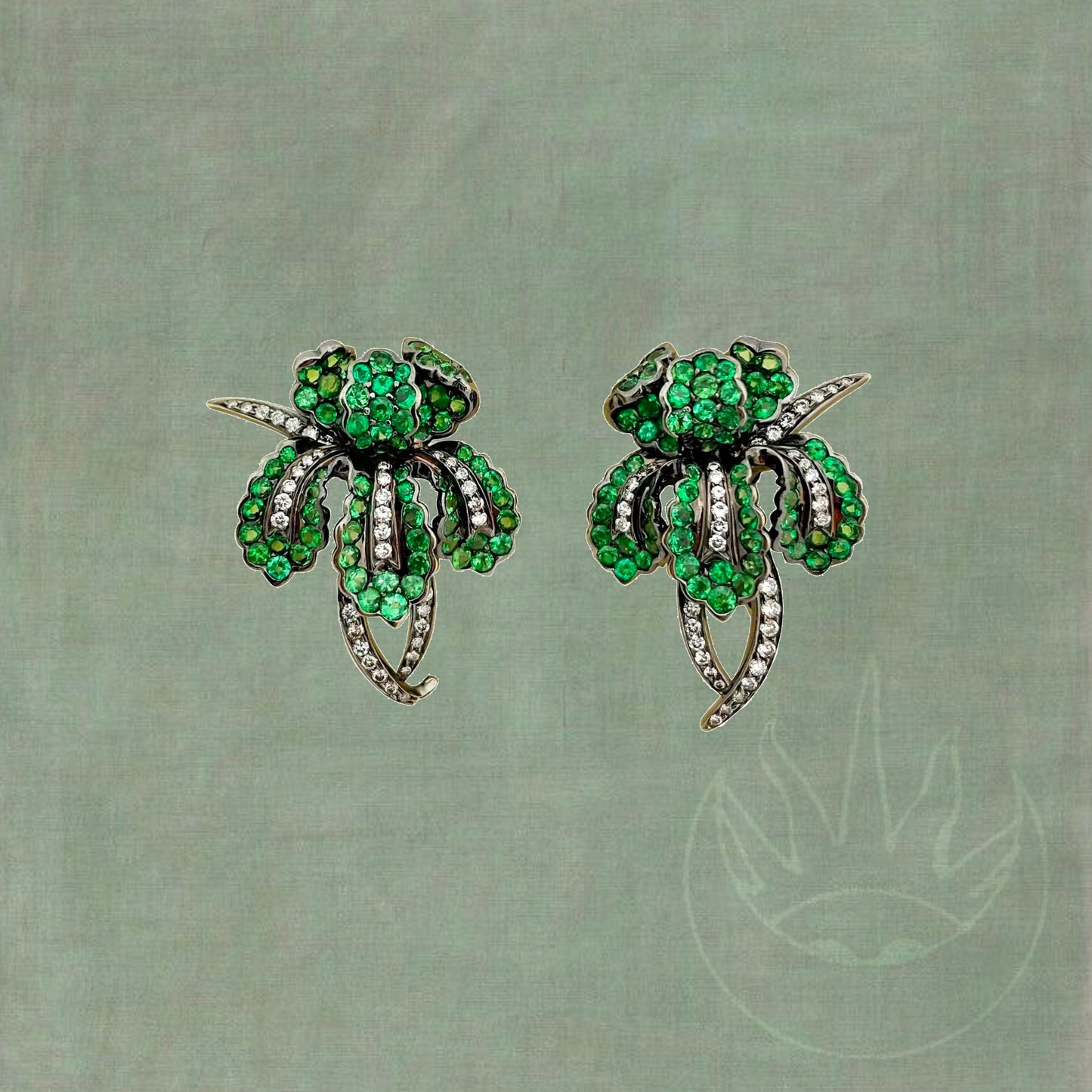 Tsavorite Orchid Earrings