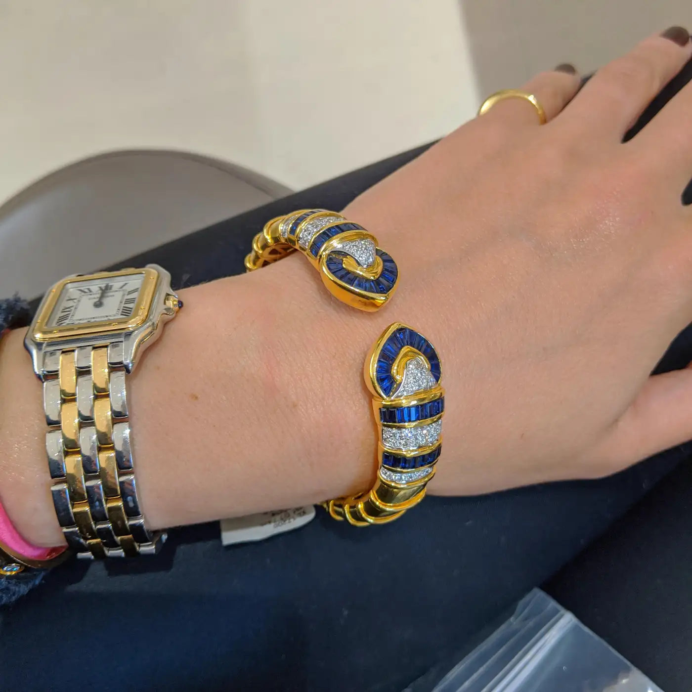 Sapphire Meeting Hearts Cuff