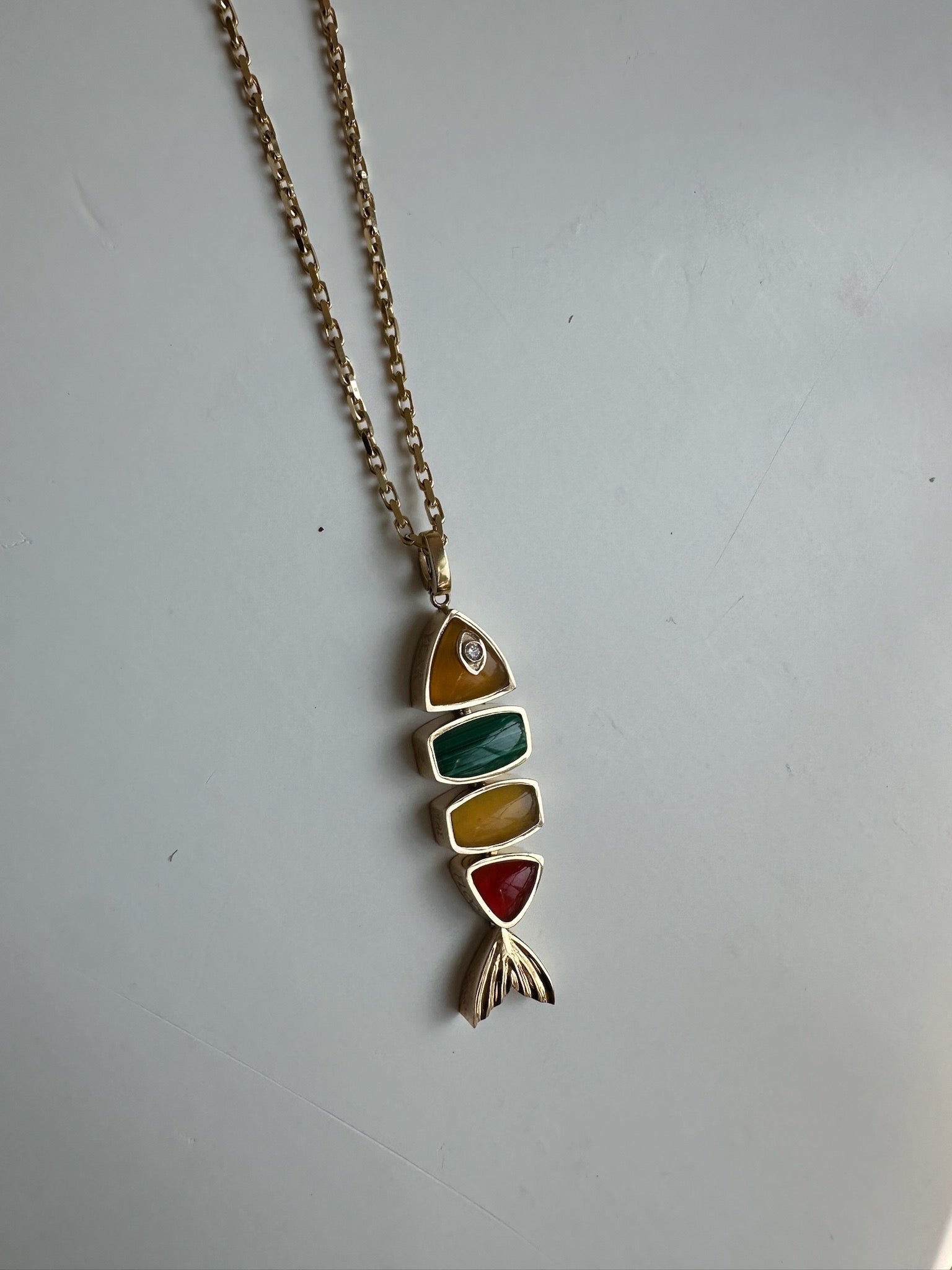 Stone Fortune Fish Pendant