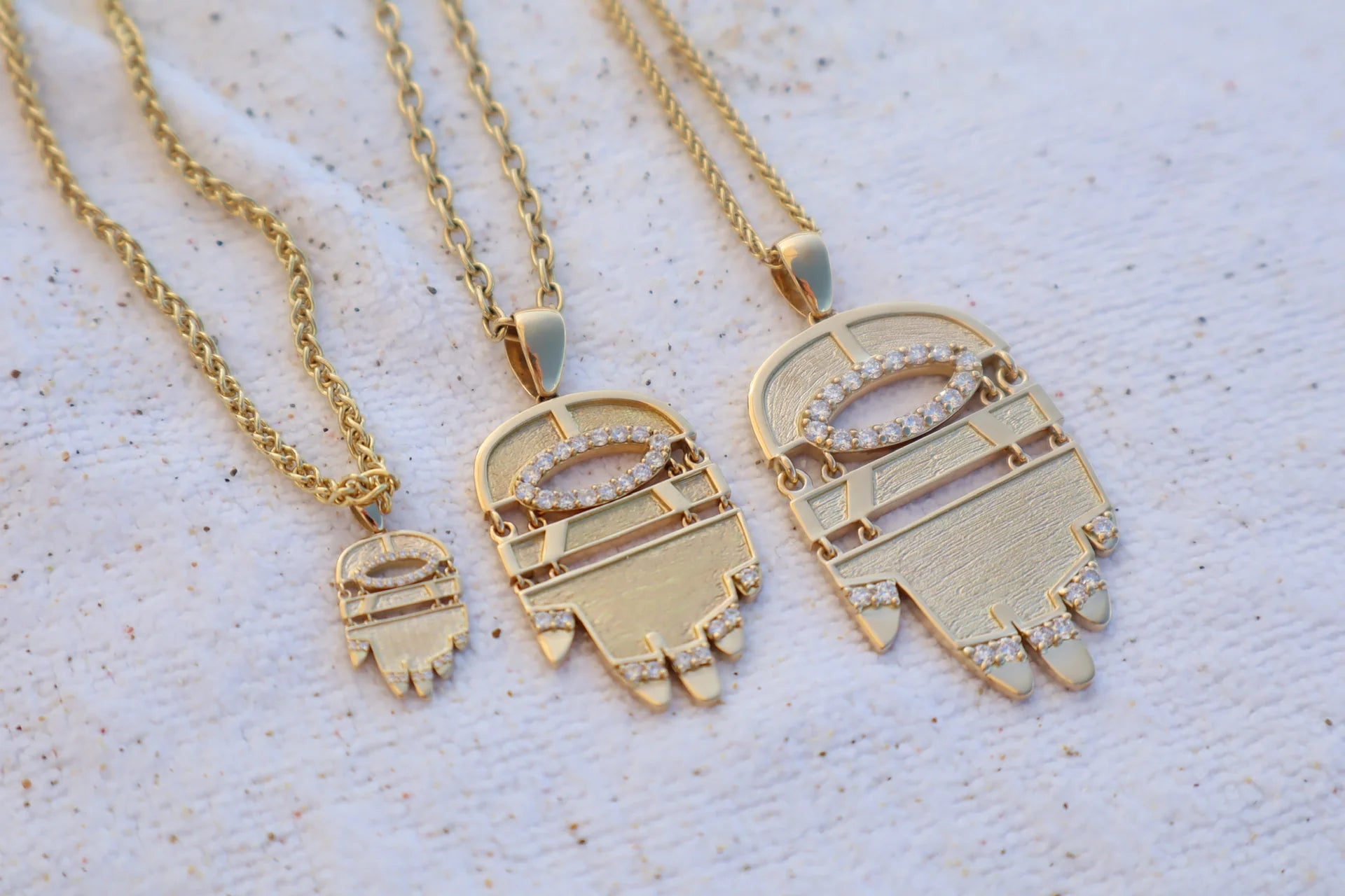 Golden Hamsa with Diamonds