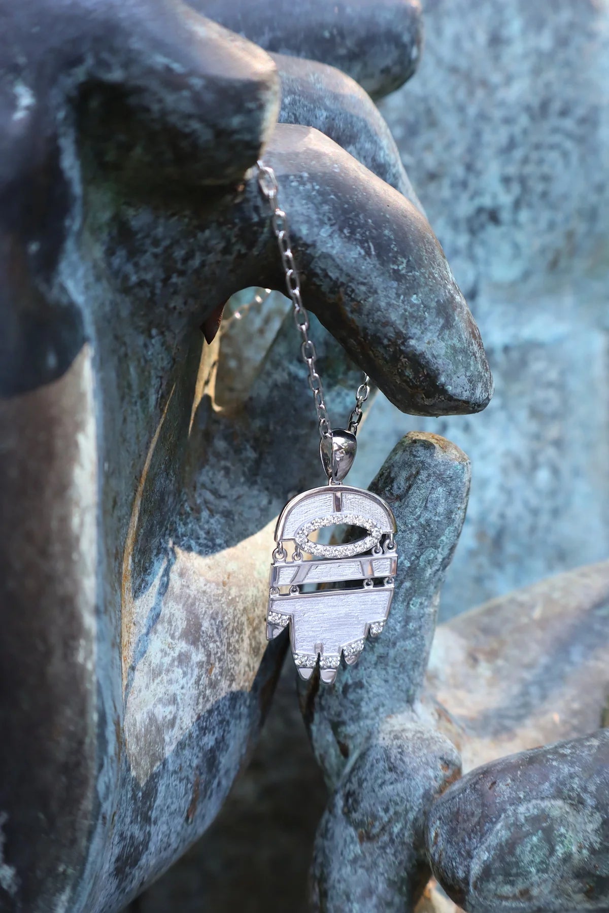 White Golden Hamsa with Diamonds