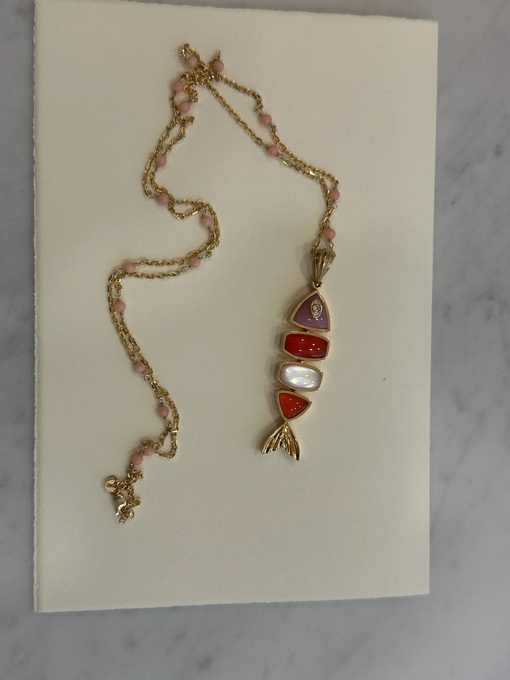 Stone Fortune Fish Pendant