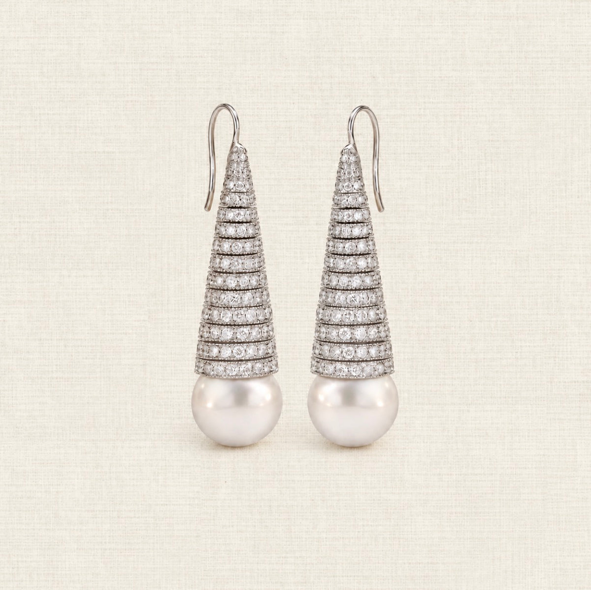 Diamond & Pearl Cone Earrings