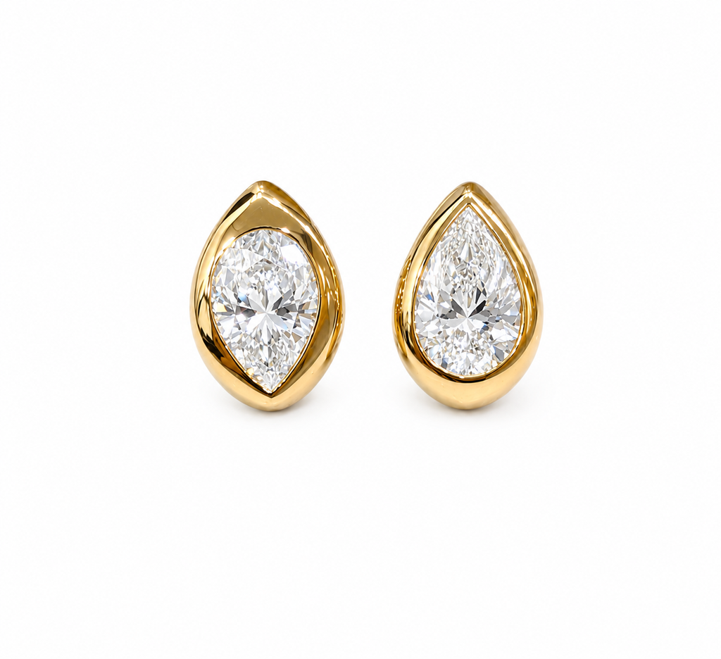Compass Pear Huggie Earring