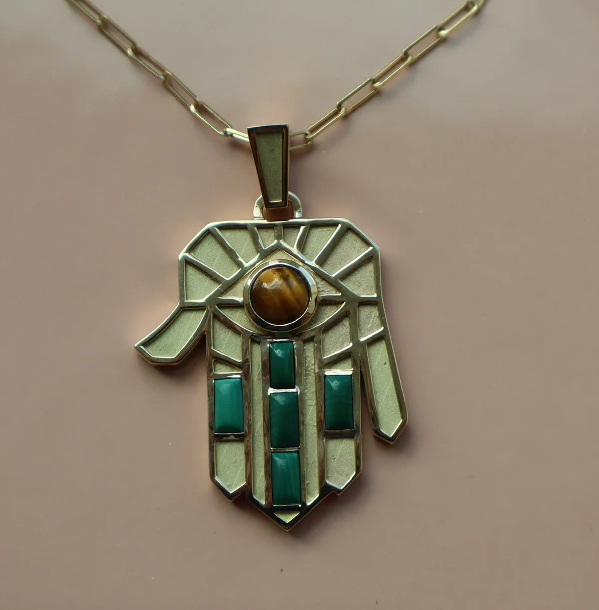 Tiger's Eye Guardian Hamsa