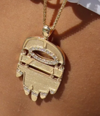 Grand Golden Hamsa with Diamonds