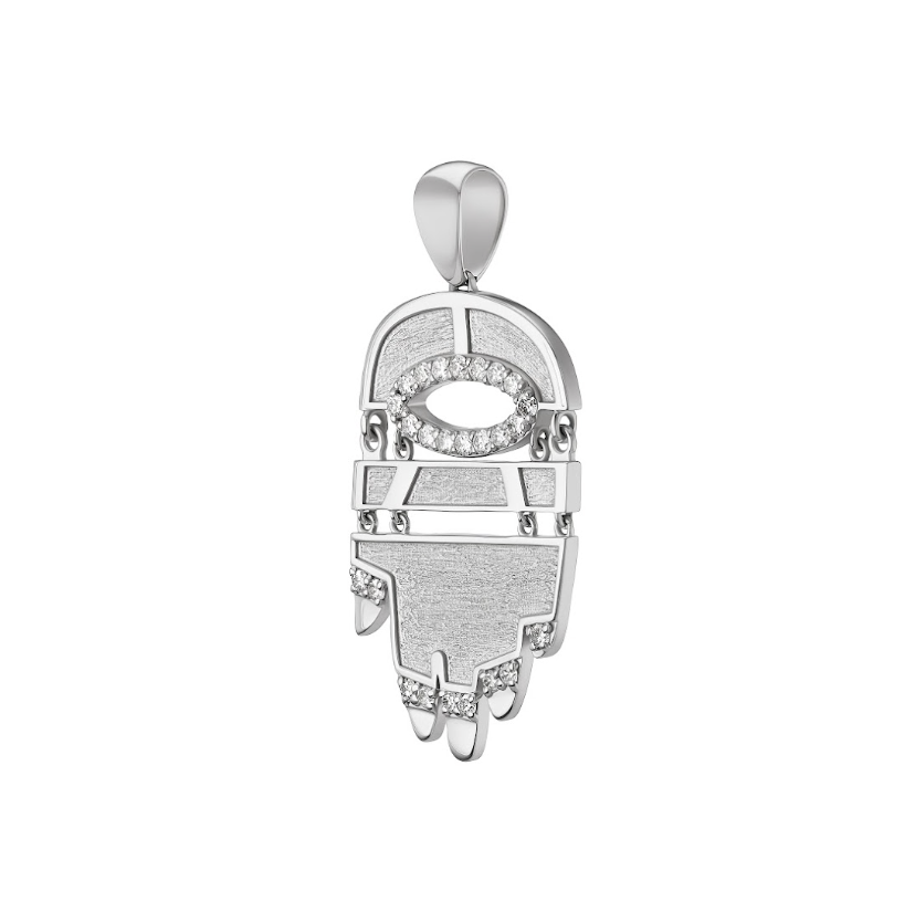 White Golden Hamsa with Diamonds