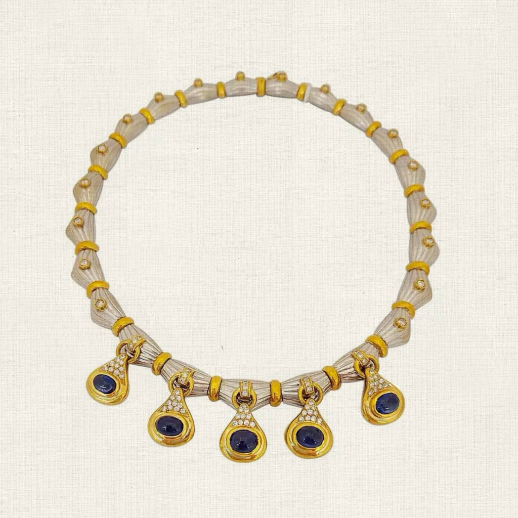 Blue Sapphire Cabachon Necklace