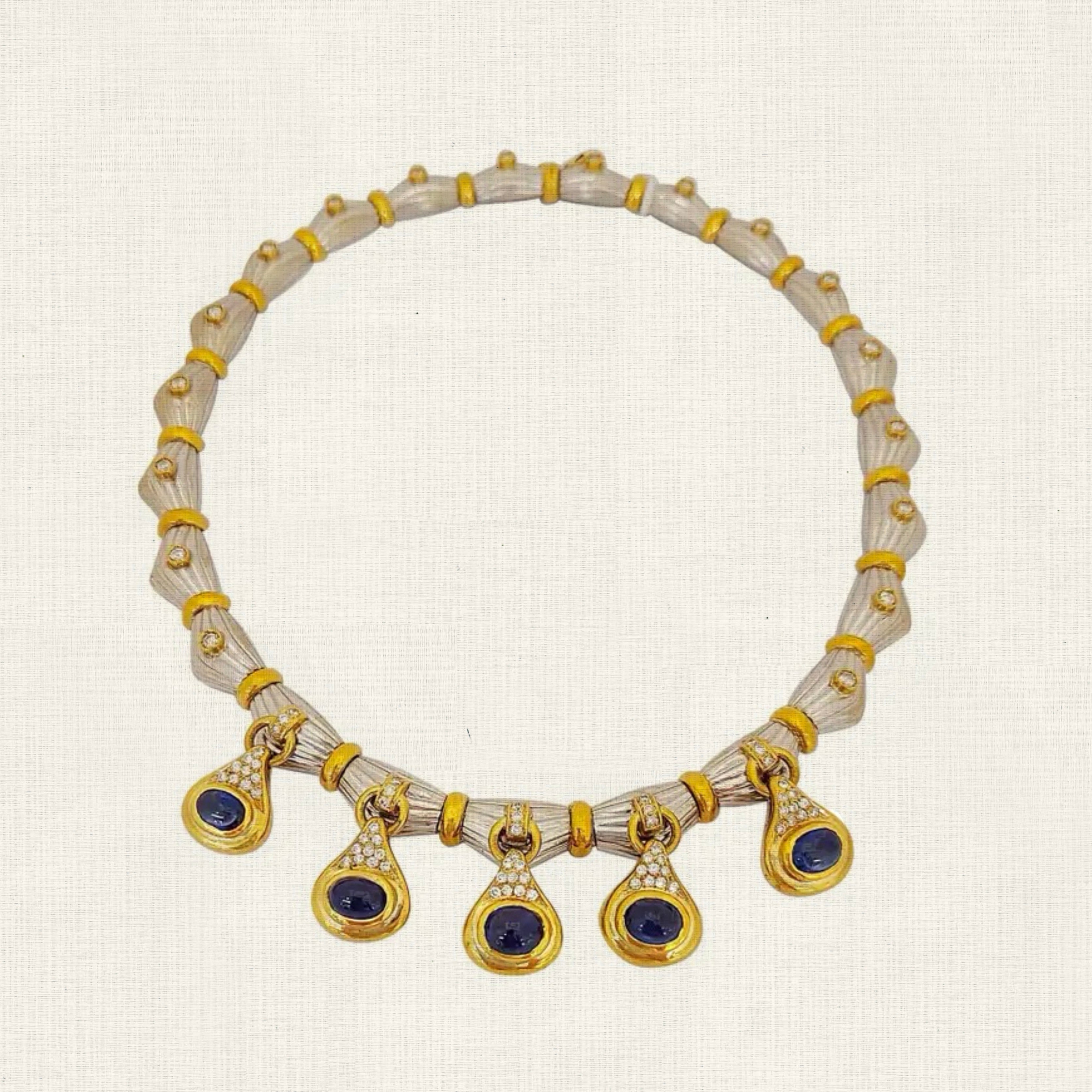 Blue Sapphire Cabachon Necklace