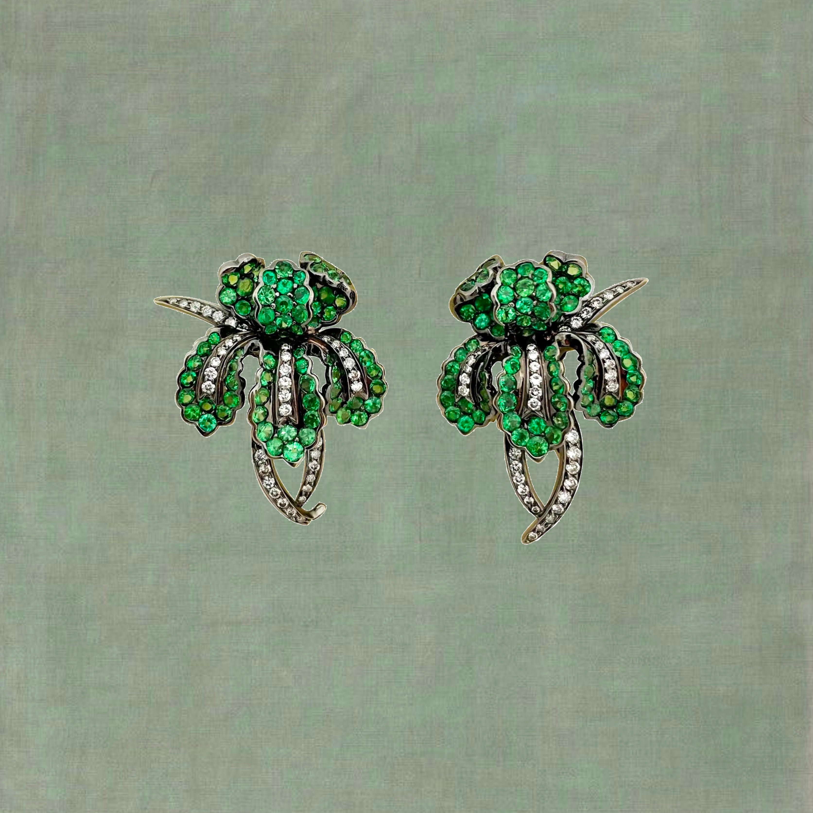 Tsavorite Orchid Earrings
