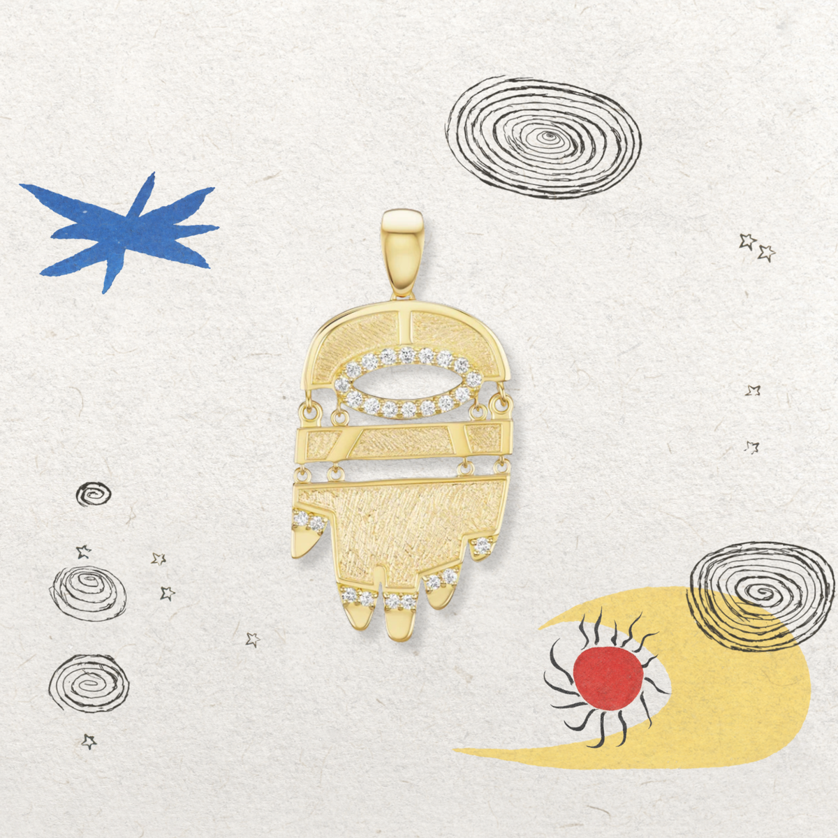 Grand Golden Hamsa with Diamonds