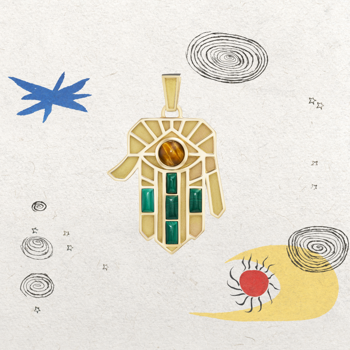 Tiger's Eye Guardian Hamsa