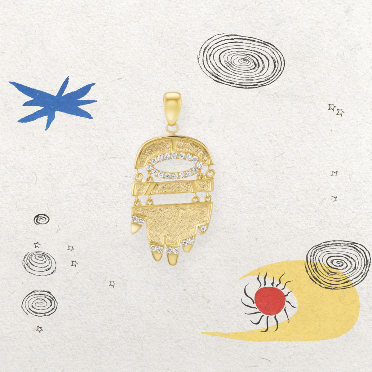 Golden Hamsa with Diamonds