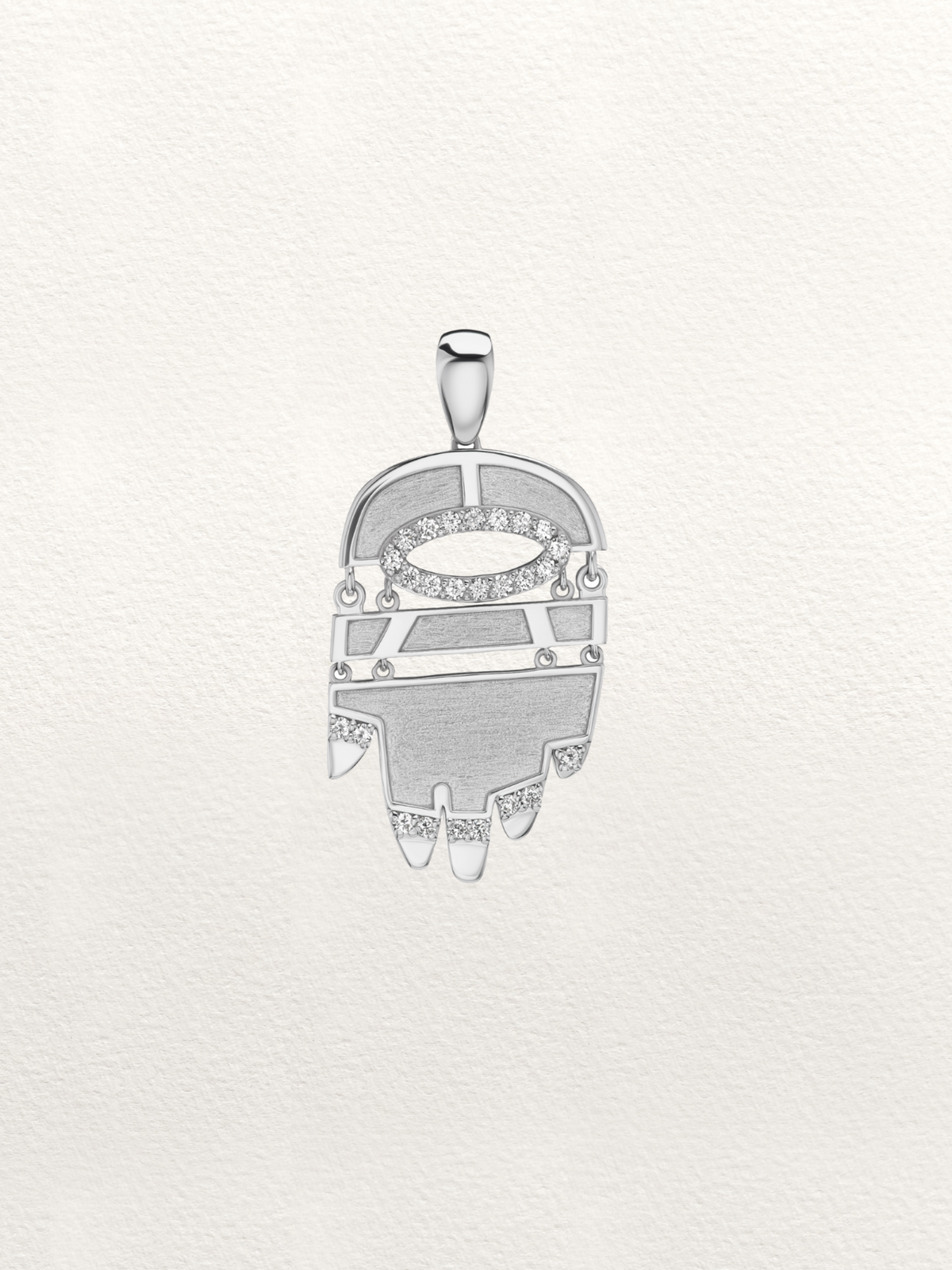 Grand White Golden Hamsa with Diamonds