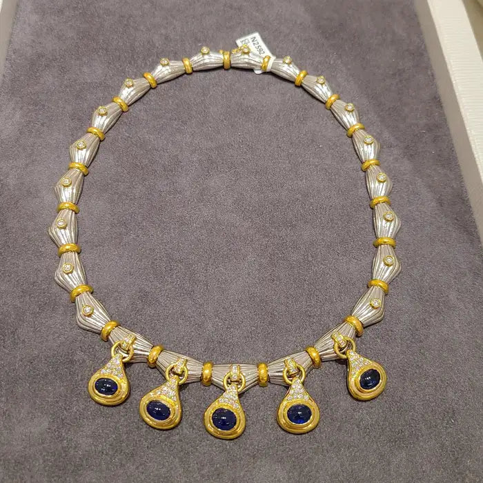 Blue Sapphire Cabachon Necklace