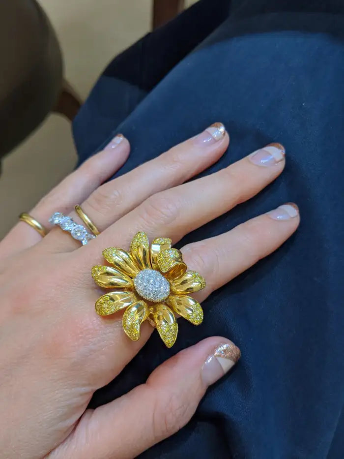 Gold Daisy Flower Ring