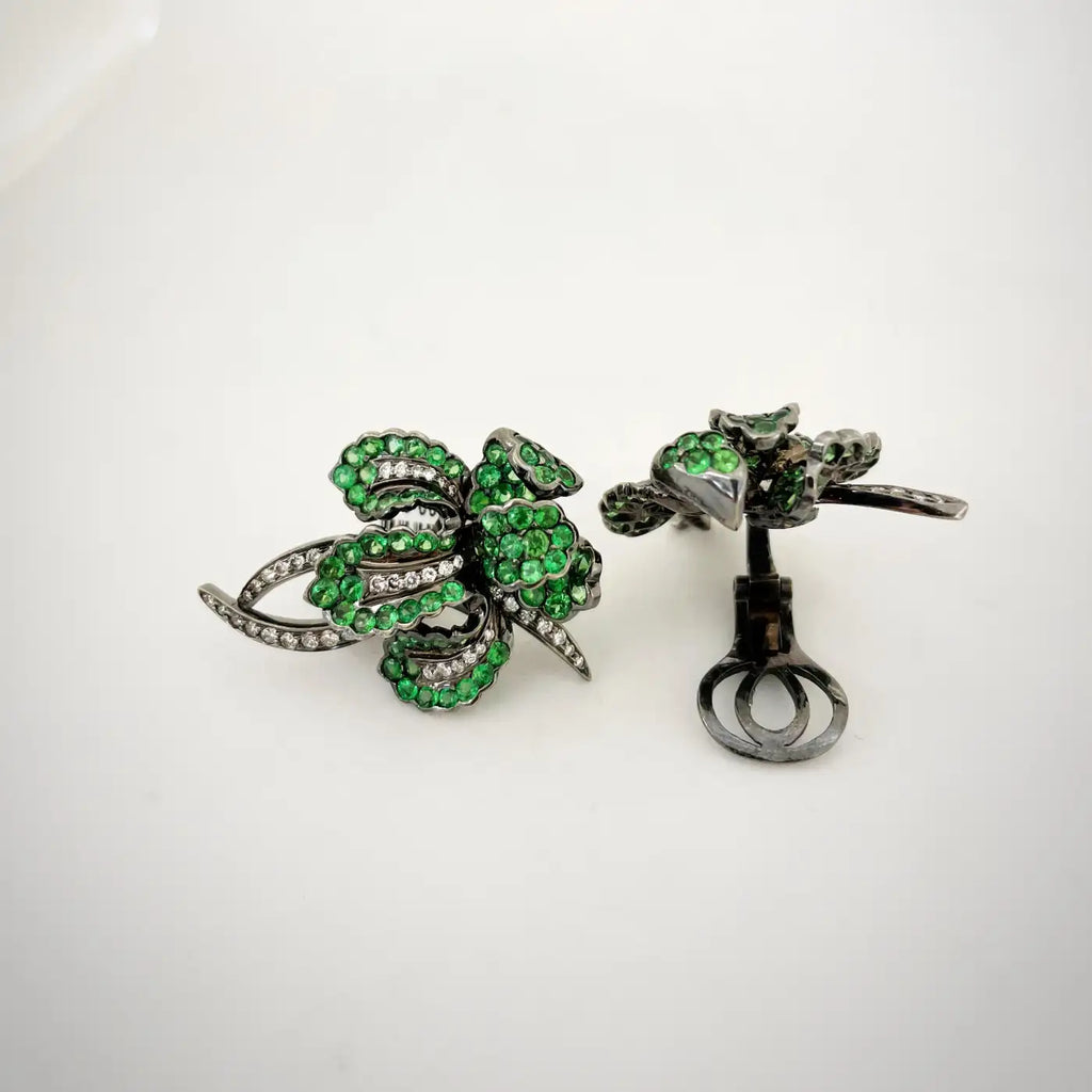 Tsavorite Orchid Earrings