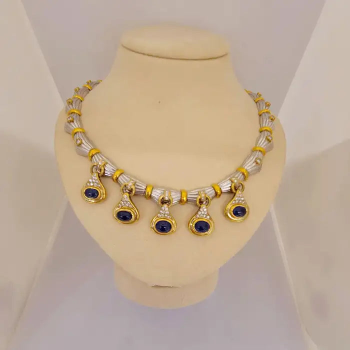Blue Sapphire Cabachon Necklace