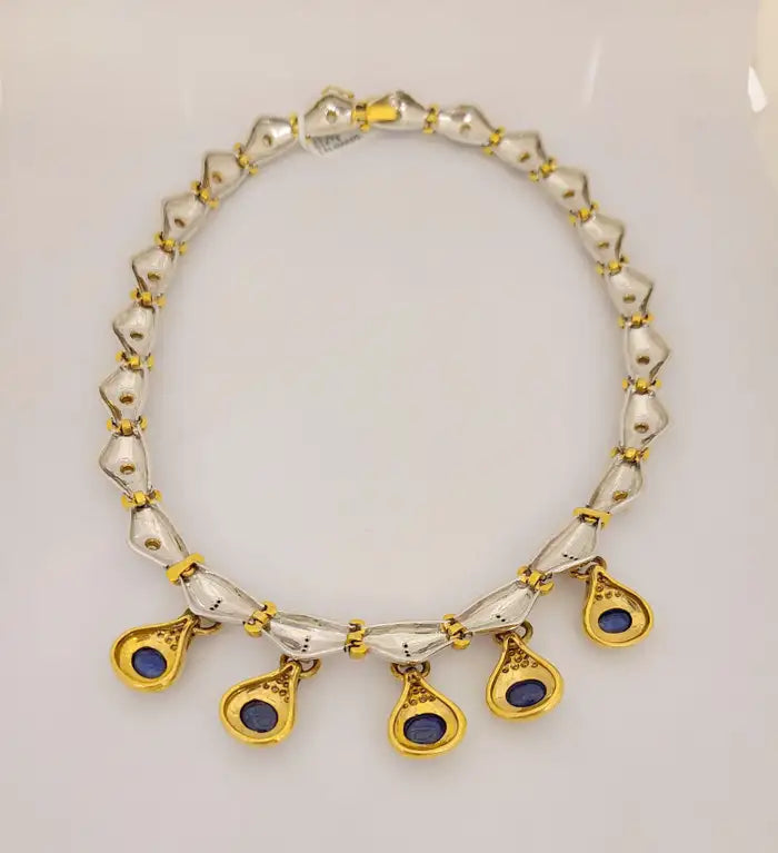 Blue Sapphire Cabachon Necklace