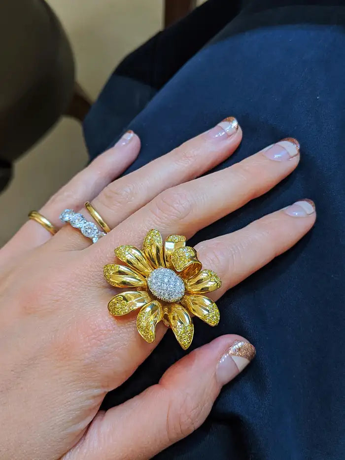 Gold Daisy Flower Ring