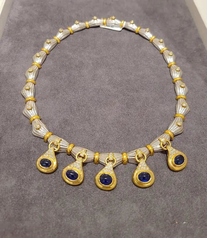 Blue Sapphire Cabachon Necklace